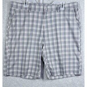 PGA Tour Pro Series Mens Size 38 Golf Casual Shorts White Gray Plaid Lightweight